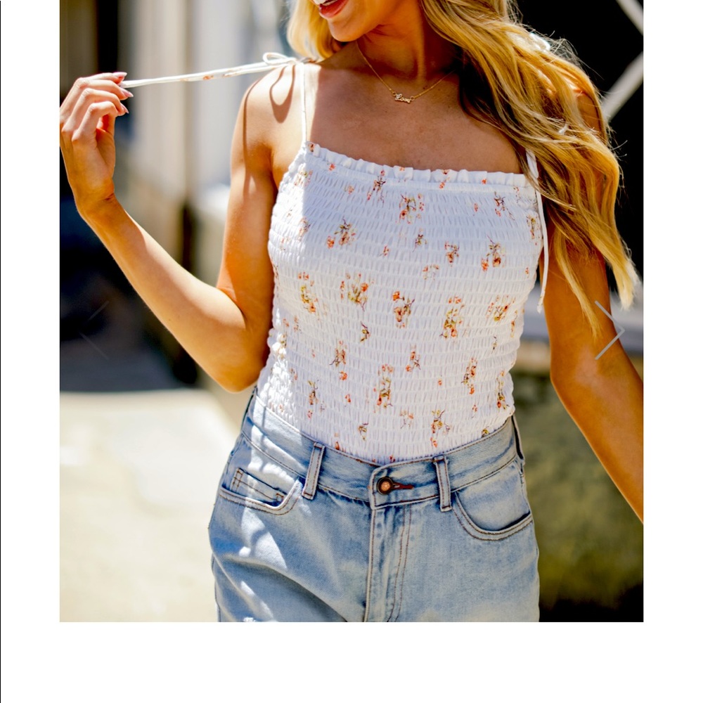 Smocked Floral Bodysuit